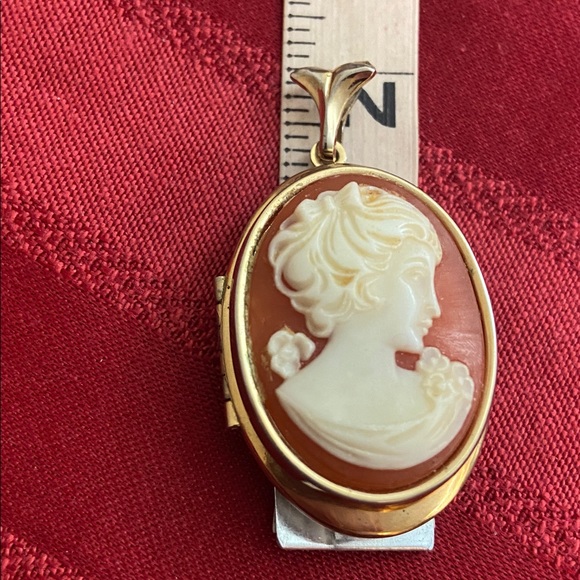 Vintage 80s Resin Cameo Locket Pendant - Picture 4 of 5